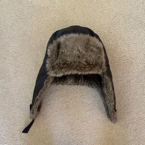 Banana Republic Black Fur-Lined Trapper Hat